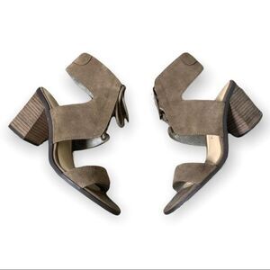 Sole Society Heels Women’s Size 7 Suede Lace Up Block Sandals in Dark Taupe